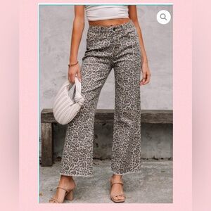💖Leopard Frayed Edge Wide-Leg High-Waisted Jeans💖
